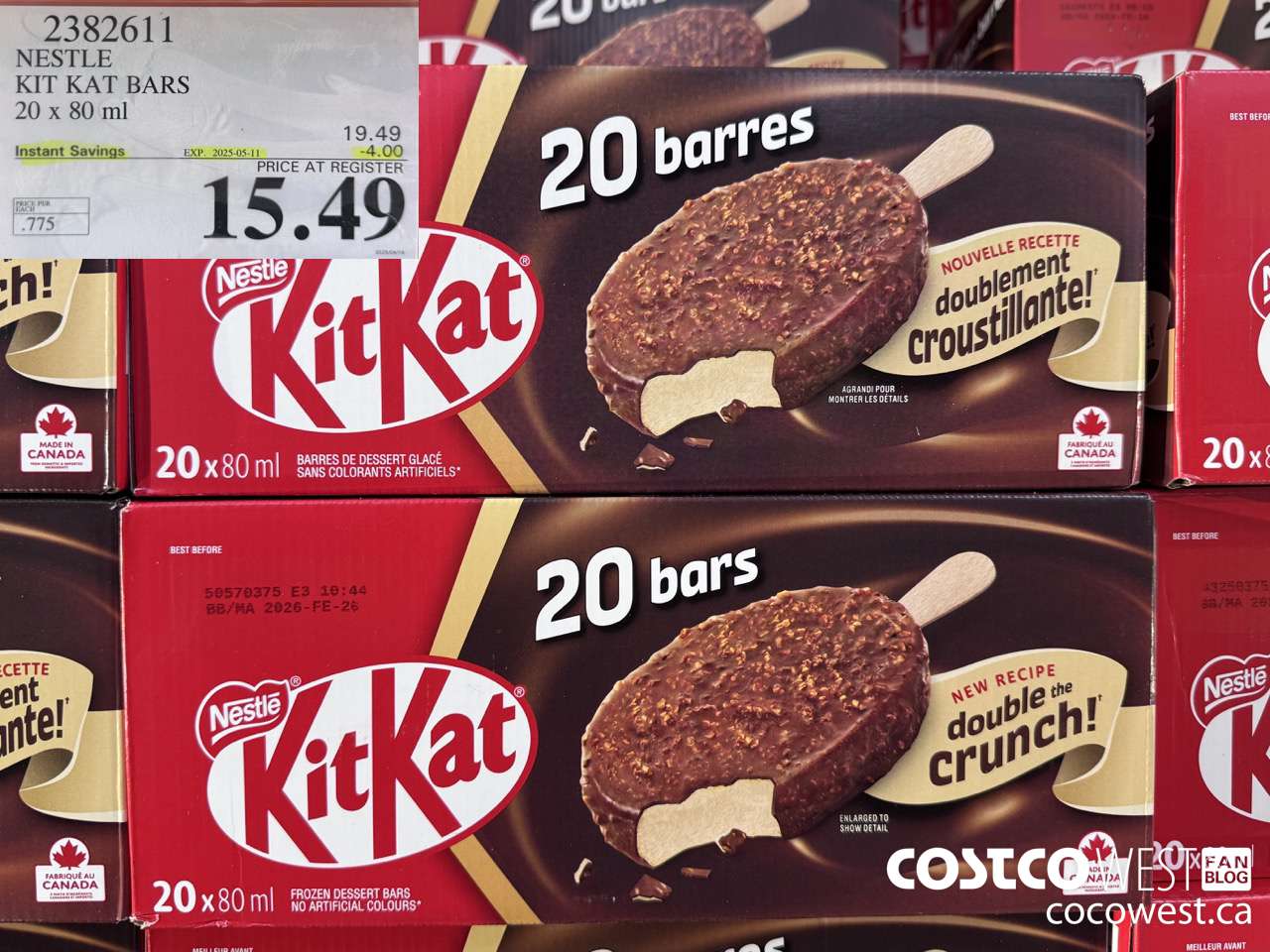 2382611 NESTLE KIT KAT BARS 20 X 80 ML ($4.00 INSTANT SAVINGS EXPIRES ON 2025-05-11) $15.49