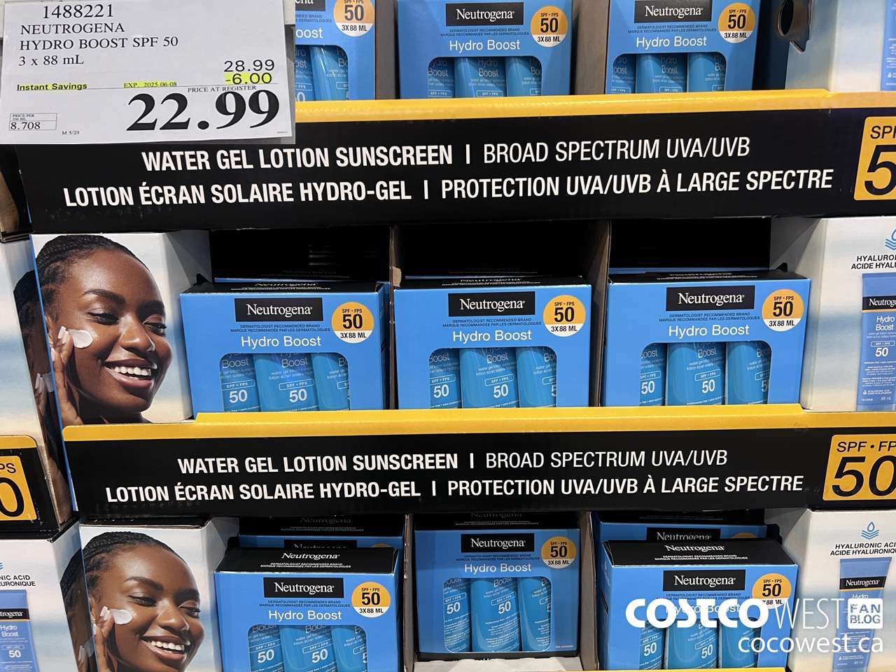1488221 NEUTROGENA HYDROBOOST SPF 50 OXY-FREE 3 x 88 mL ($6.00 INSTANT SAVINGS EXPIRES ON 2025-06-08) $22.99