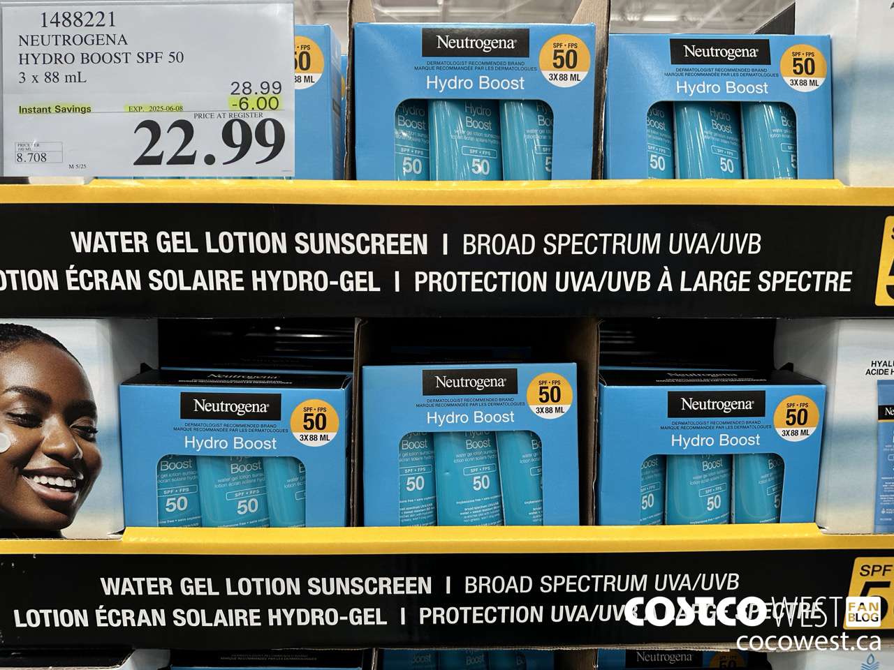 1488221 NEUTROGENA HYDROBOOST SPF 50 OXY-FREE 3 x 88 mL ($6.00 INSTANT SAVINGS EXPIRES ON 2025-06-08) $22.99