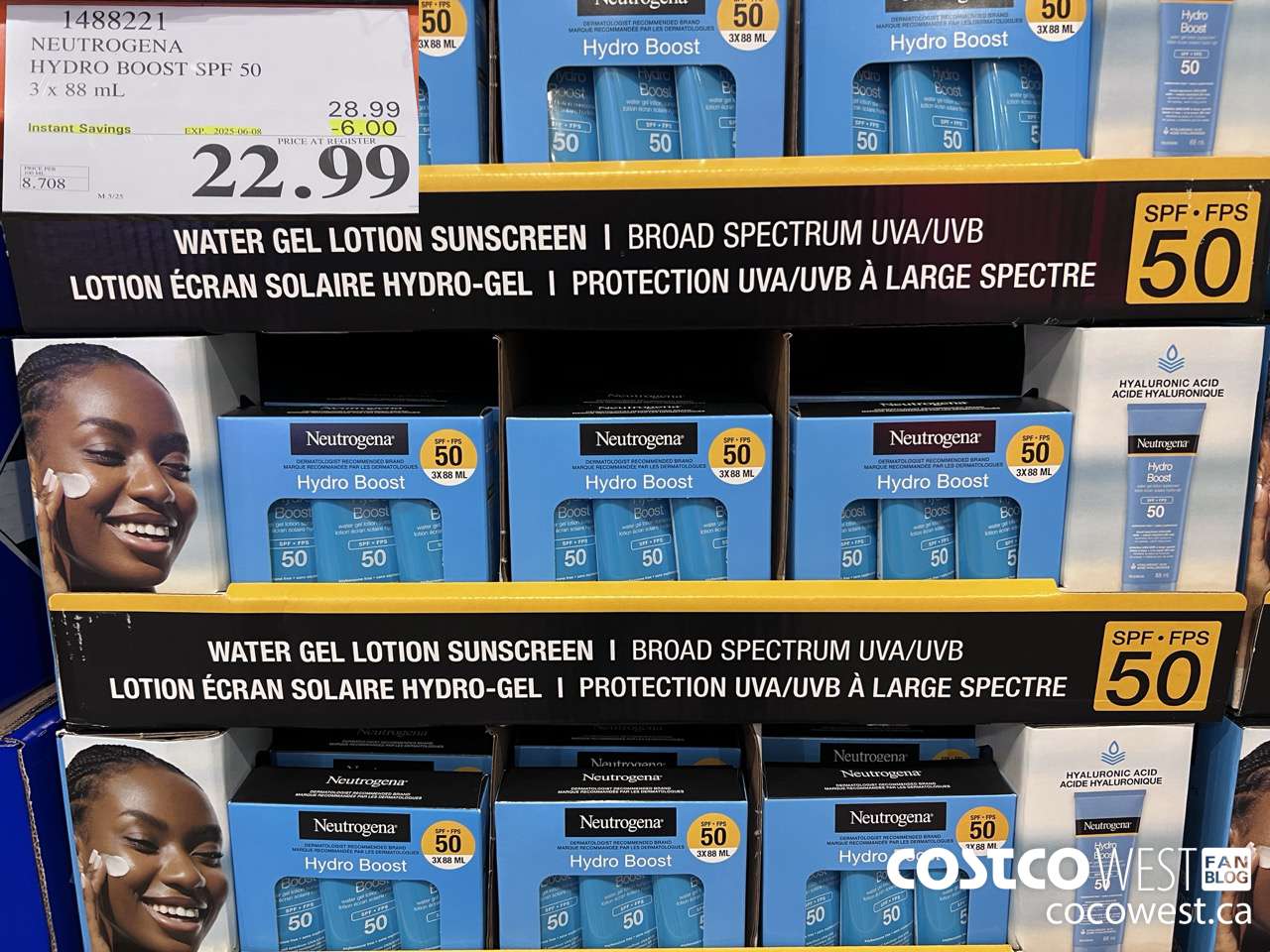 1488221 NEUTROGENA HYDROBOOST SPF 50 OXY-FREE 3 x 88 mL ($6.00 INSTANT SAVINGS EXPIRES ON 2025-06-08) $22.99