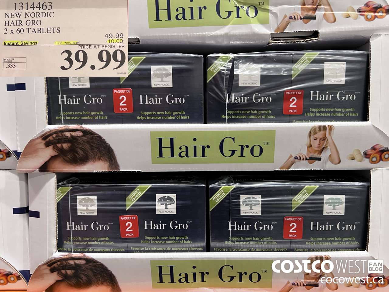 1314463 NEW NORDIC HAIR GRO 2 X 60 TABLETS ($10.00 INSTANT SAVINGS EXPIRES ON 2025-06-08) $39.99