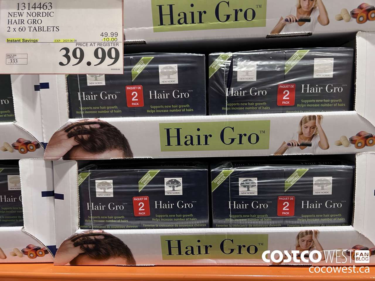 1314463 NEW NORDIC HAIR GRO 2 X 60 TABLETS ($10.00 INSTANT SAVINGS EXPIRES ON 2025-06-08) $39.99