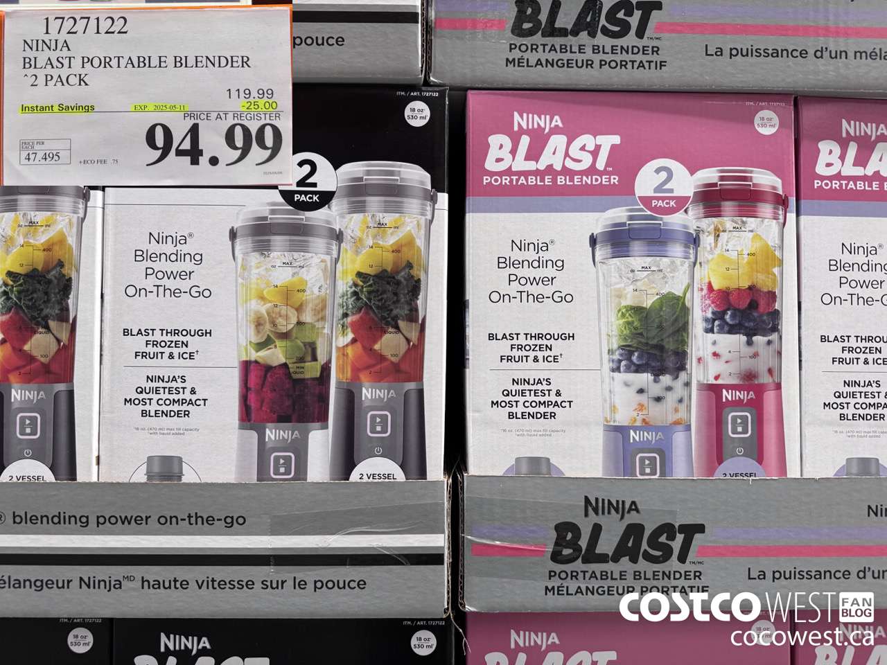 1727122 NINJA BLAST PORTABLE BLENDER 2 PACK ($25.00 INSTANT SAVINGS EXPIRES ON 2025-05-11) $94.99