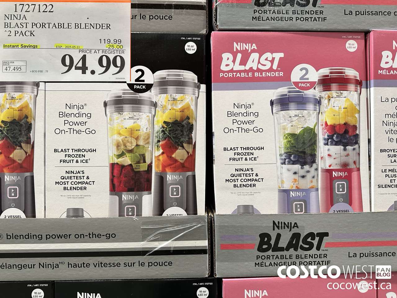 1727122 NINJA BLAST PORTABLE BLENDER 2 PACK ($25.00 INSTANT SAVINGS EXPIRES ON 2025-05-11) $94.99