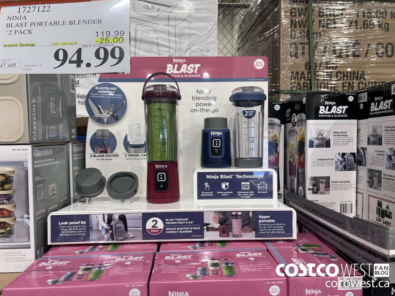 1727122 NINJA BLAST PORTABLE BLENDER 2 PACK ($25.00 INSTANT SAVINGS EXPIRES ON 2025-06-08) $94.99