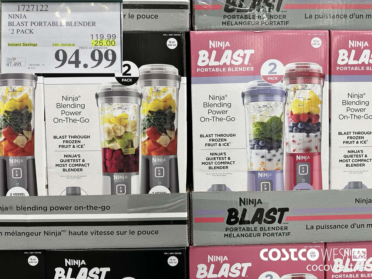 1727122 NINJA BLAST PORTABLE BLENDER 2 PACK ($25.00 INSTANT SAVINGS EXPIRES ON 2025-06-08) $94.99