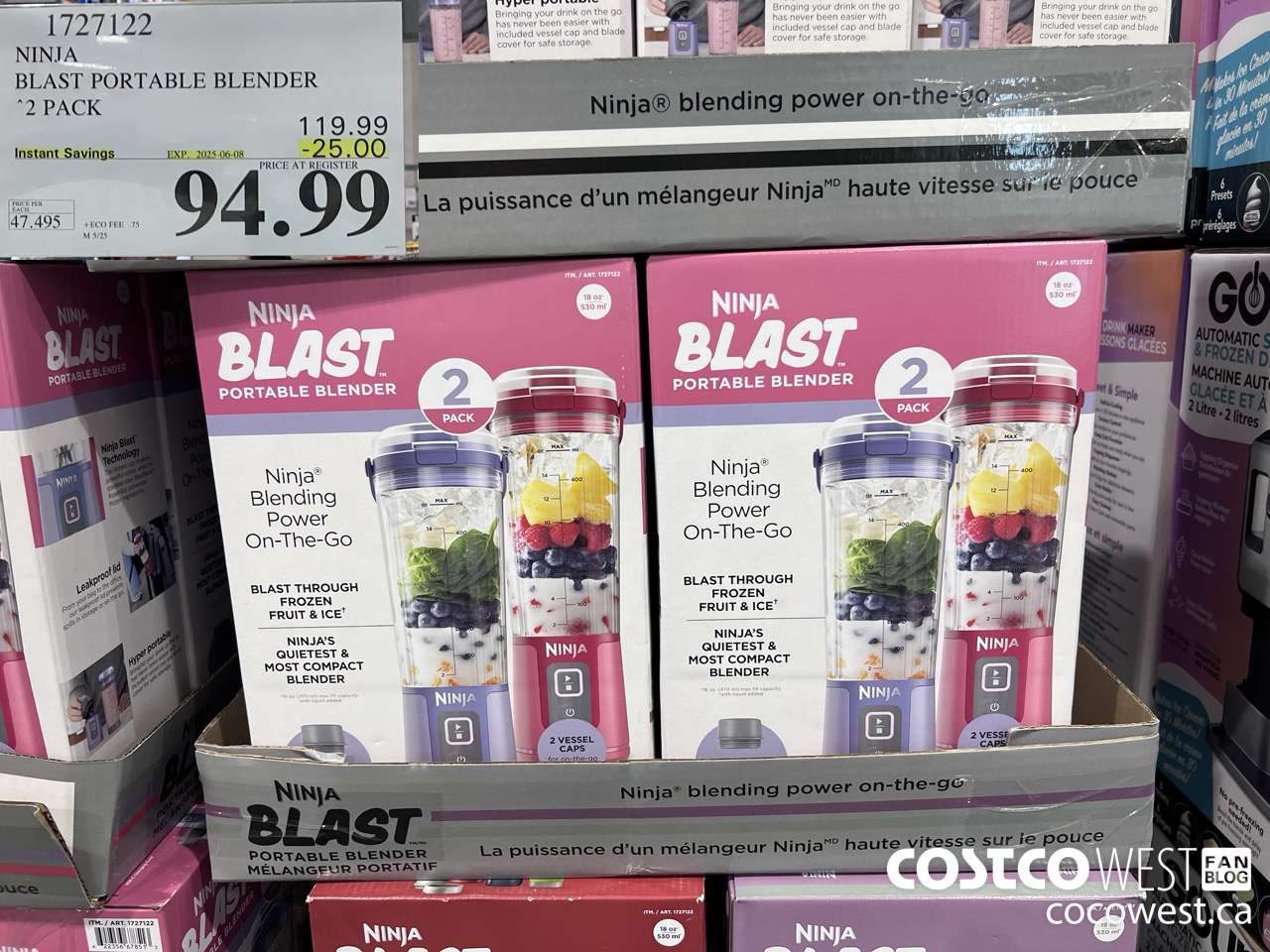 1727122 NINJA BLAST PORTABLE BLENDER 2 PACK ($25.00 INSTANT SAVINGS EXPIRES ON 2025-06-08) $94.99