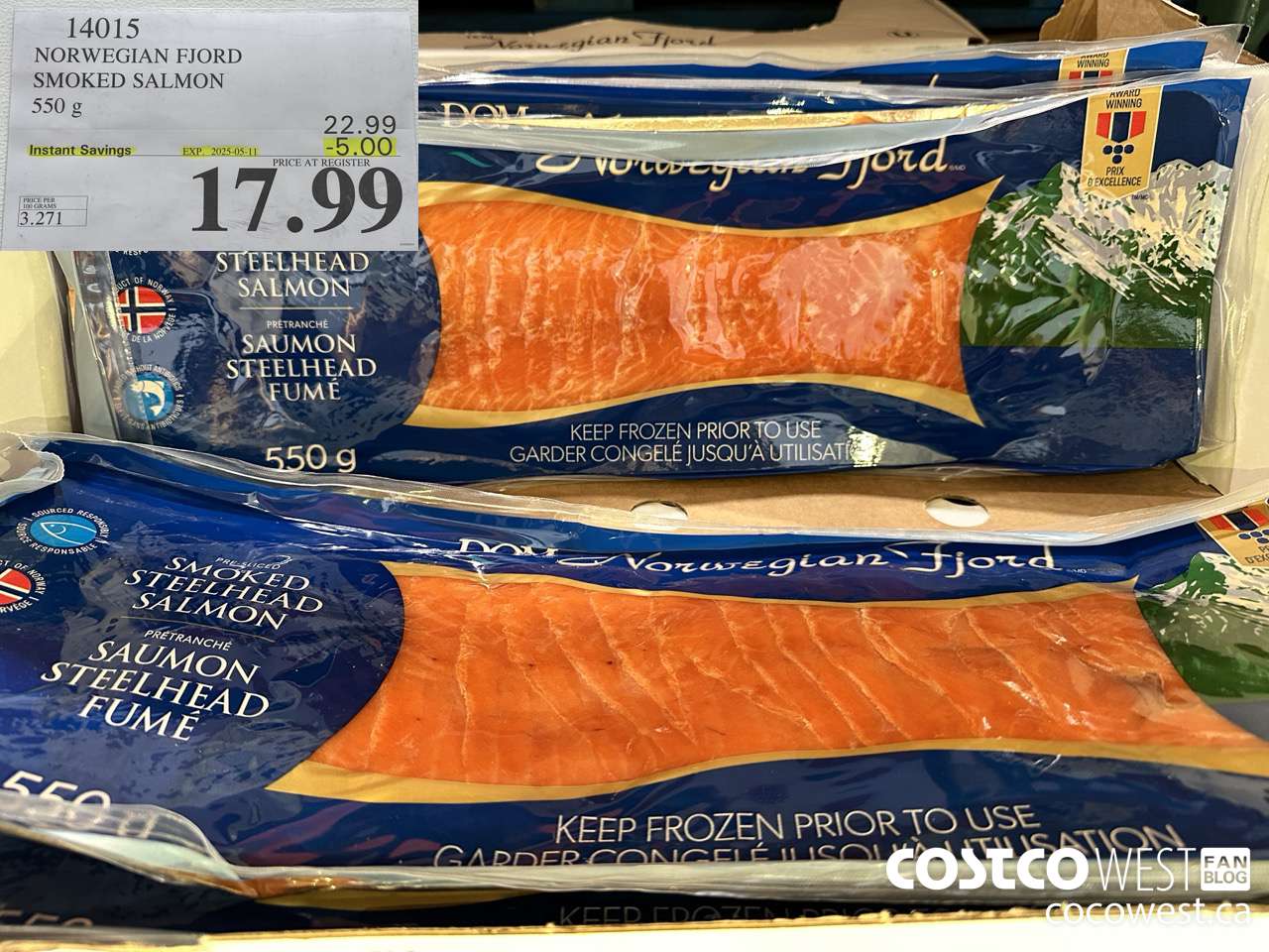 14015 NORWEGIAN FJORD SMOKED SALMON 550 g ($5.00 INSTANT SAVINGS EXPIRES ON 2025-05-11) $17.99