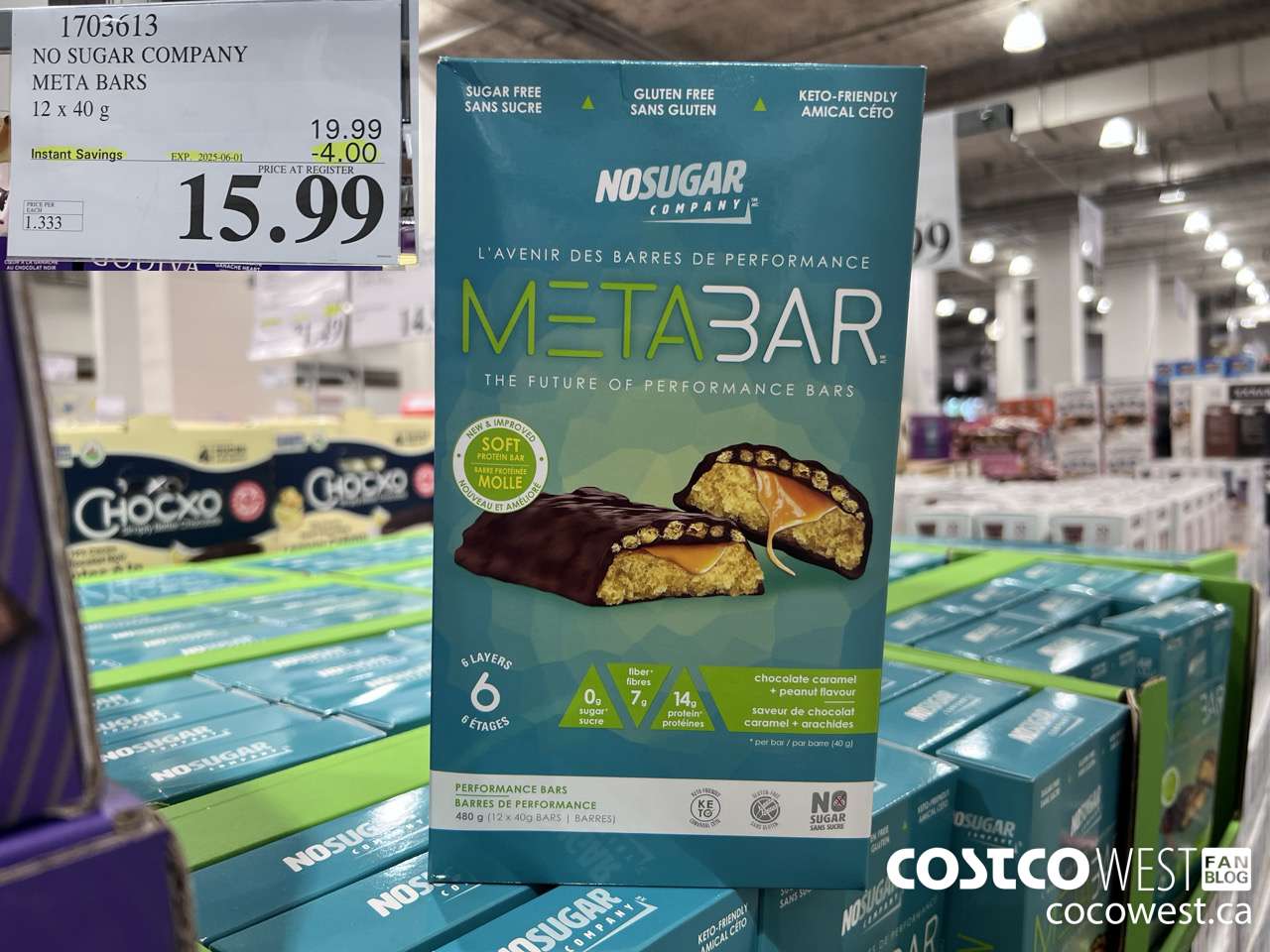 1703613 NO SUGAR COMPANY META BARS 12 x 40g ($4.00 INSTANT SAVINGS EXPIRES ON 2025-06-01) $15.99