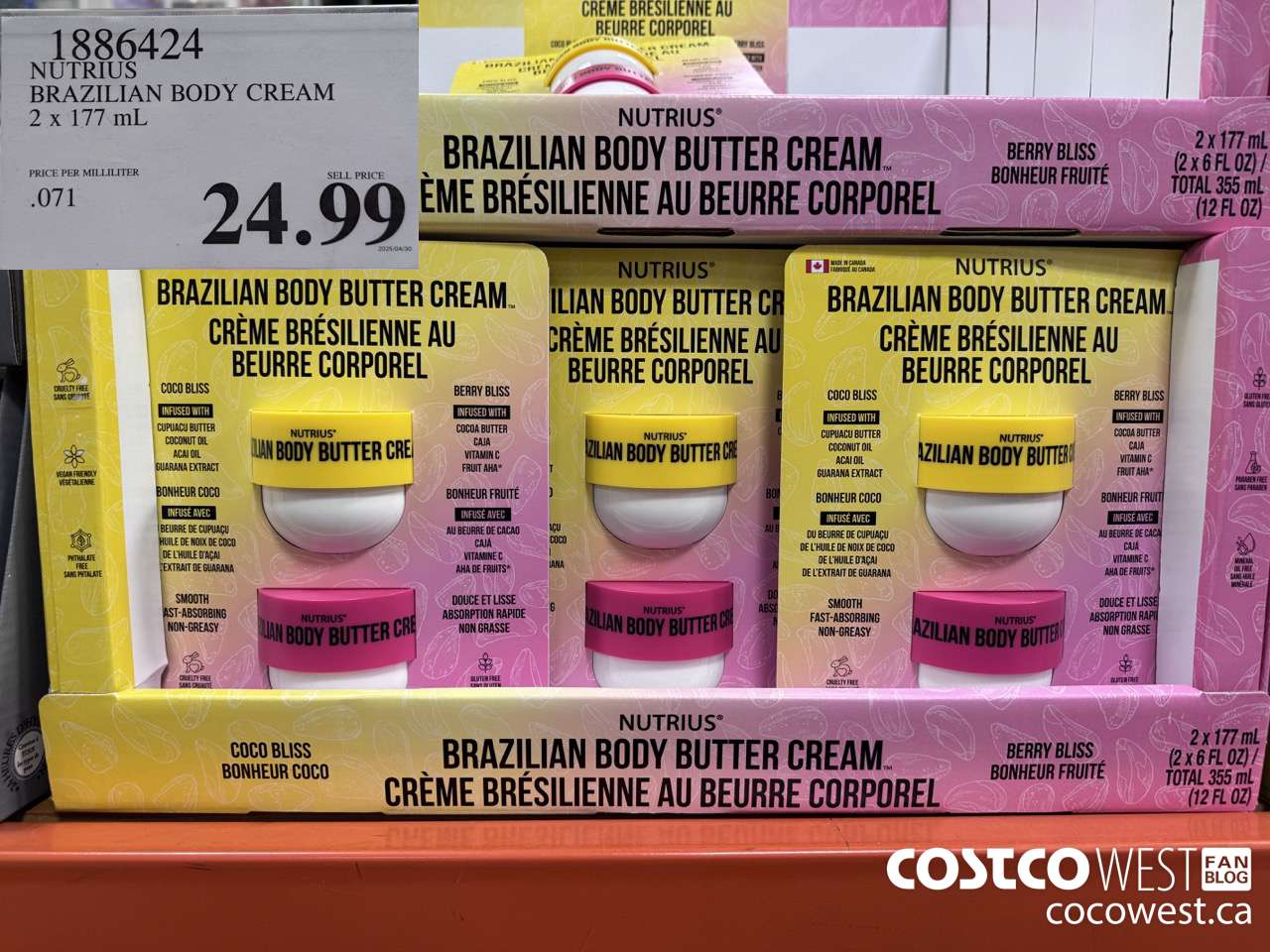 1886424 NUTRIUS BRAZILIAN BODY CREAM 2 X 177ML $24.99