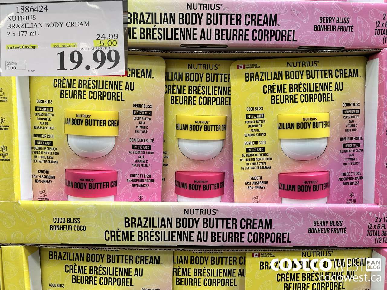1886424 NUTRIUS BRAZILIAN BODY CREAM 2 X 177ML ($5.00 INSTANT SAVINGS EXPIRES ON 2025-06-08) $19.99