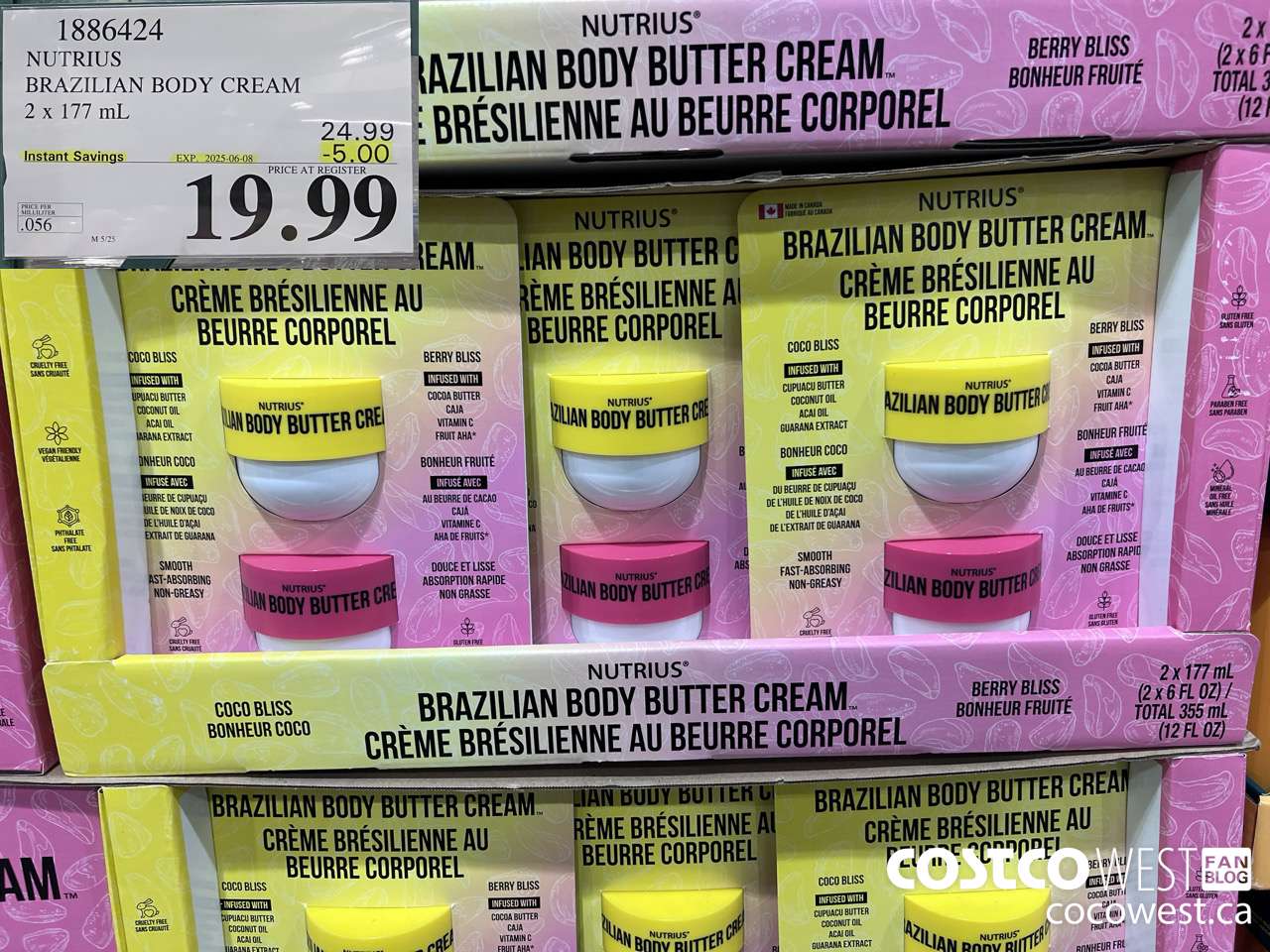 1886424 NUTRIUS BRAZILIAN BODY CREAM 2 X 177ML ($5.00 INSTANT SAVINGS EXPIRES ON 2025-06-08) $19.99