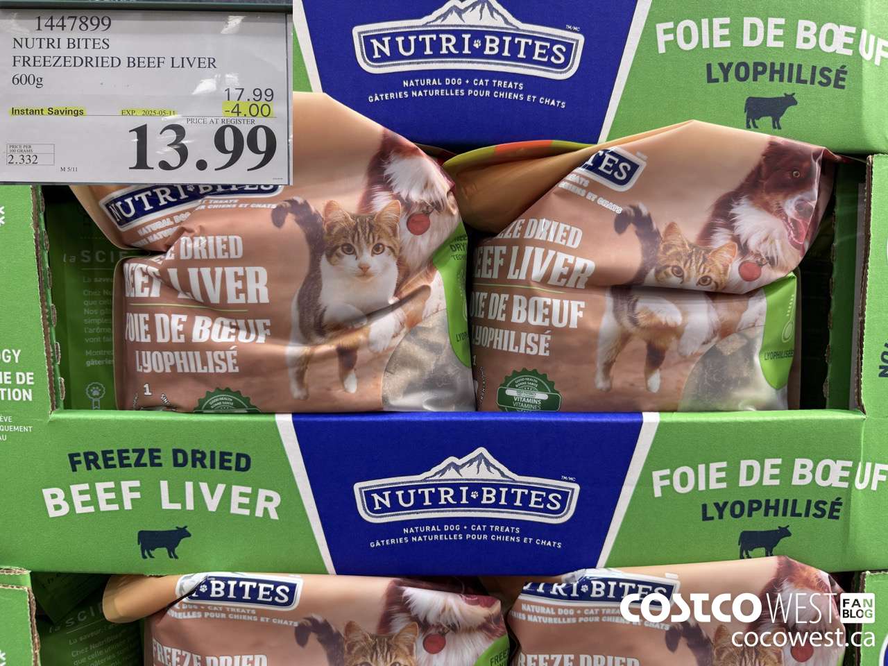 1447899 NUTRI BITES FREEZEDRIED BEEF LIVER 600g ($4.00 INSTANT SAVINGS EXPIRES ON 2025-05-11) $13.99