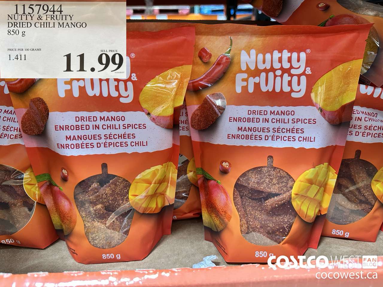 1157944 NUTTY & FRUITY DRIED CHILI MANGO 30 OZ $11.99