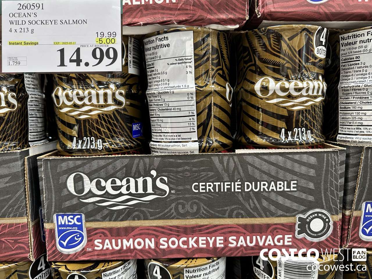 260591 OCEAN'S SOCKEYE SALMON 4 x 213 g ($5.00 INSTANT SAVINGS EXPIRES ON 2025-05-11) $14.99