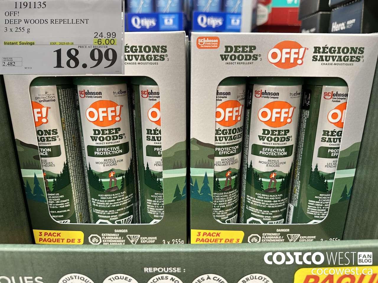 1191135 OFF! DEEP WOODS INSECT REPELLENT 3 x 255 g ($6.00 INSTANT SAVINGS EXPIRES ON 2025-05-18) $18.99