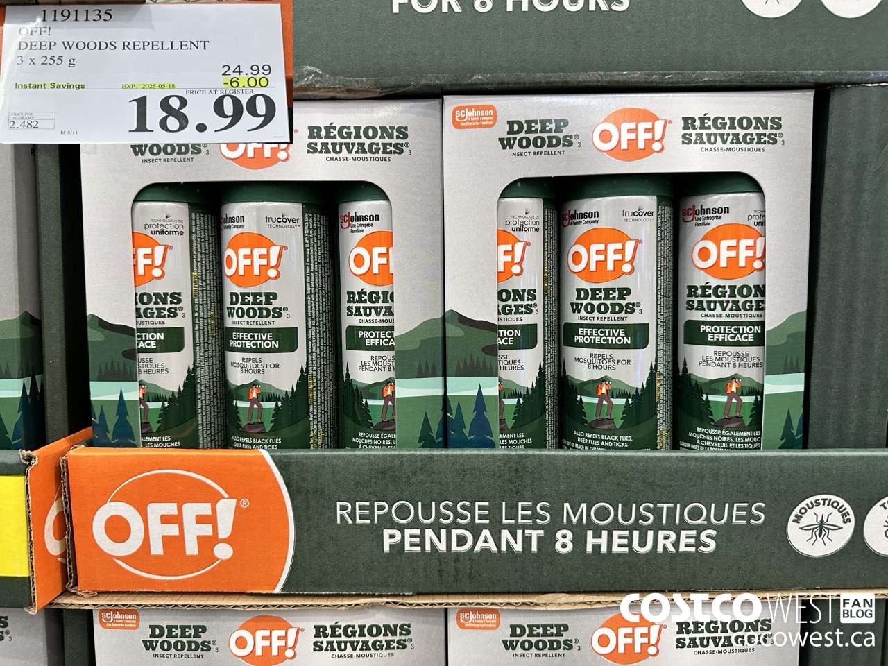 1191135 OFF! DEEP WOODS INSECT REPELLENT 3 x 255 g ($6.00 INSTANT SAVINGS EXPIRES ON 2025-05-18) $18.99