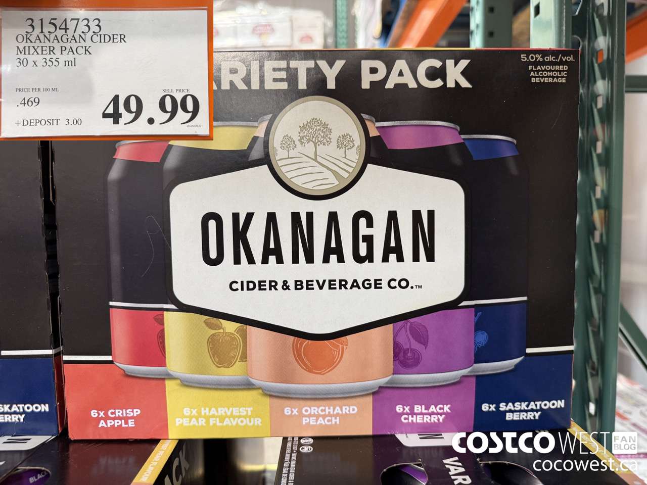 3154733 OKANAGAN CIDER MIXER PACK 30 X 355ML $49.99