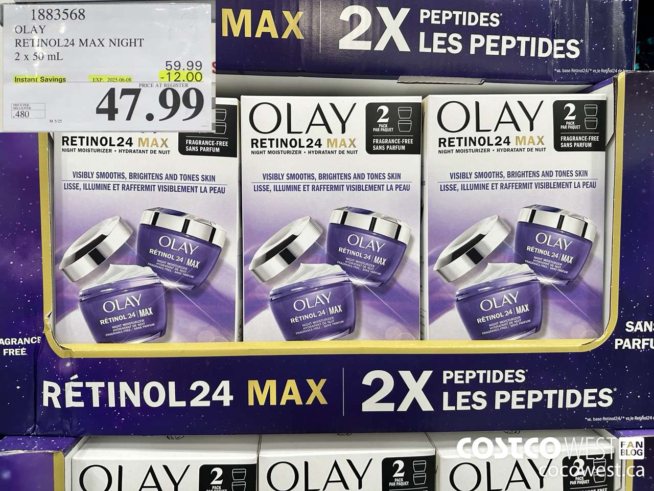1883568 OLAY RETINOL24 MAX NIGHT 2 x 50 mL ($12.00 INSTANT SAVINGS EXPIRES ON 2025-06-08) $47.99