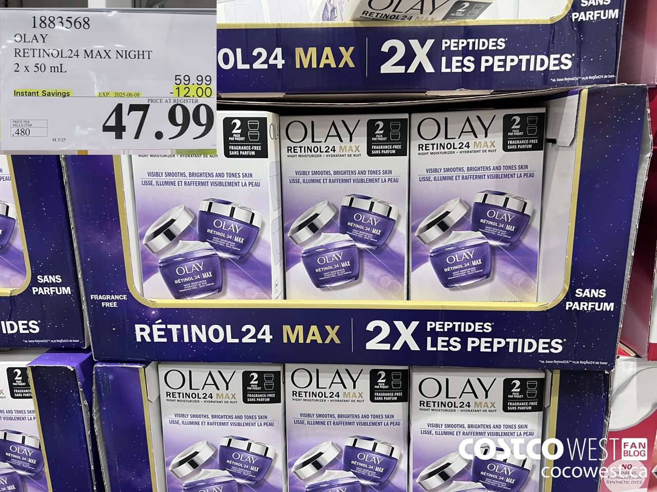 1883568 OLAY RETINOL24 MAX NIGHT 2 x 50 mL ($12.00 INSTANT SAVINGS EXPIRES ON 2025-06-08) $47.99