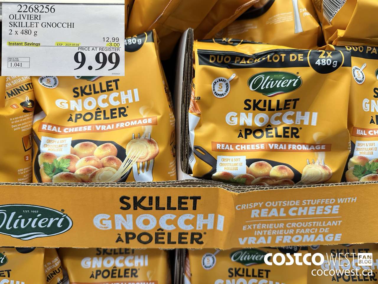 2268256 OLIVIERI SKILLET GNOCCHI 2 X 480G ($3.00 INSTANT SAVINGS EXPIRES ON 2025-05-04) $9.99