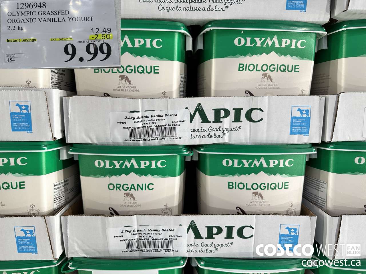 1296948 OLYMPIC GRASSFED ORGANIC VANILLA YOGURT 2.2KG ($2.50 INSTANT SAVINGS EXPIRES ON 2025-05-25) $9.99