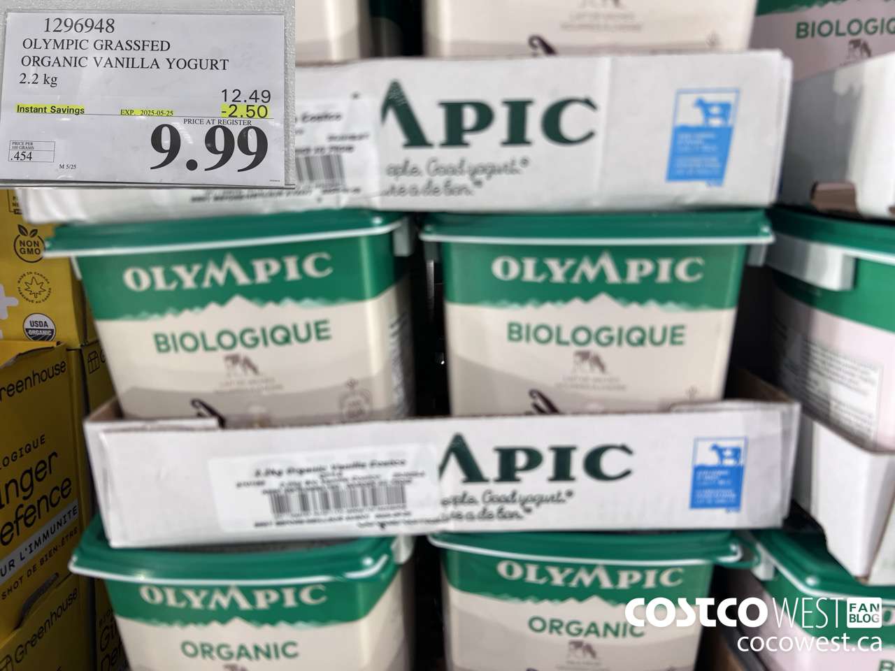 1296948 OLYMPIC GRASSFED ORGANIC VANILLA YOGURT 2.2KG ($2.50 INSTANT SAVINGS EXPIRES ON 2025-05-25) $9.99