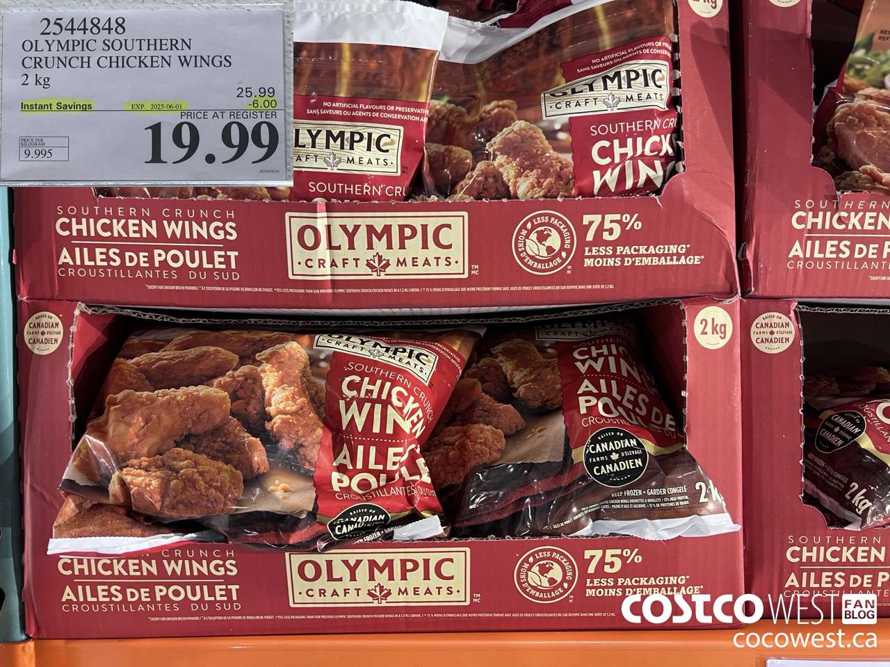 2544848 OLYMPIC SOUTHERN CRUNCH CHICKEN WINGS 2KG ($6.00 INSTANT SAVINGS EXPIRES ON 2025-06-01) $19.99