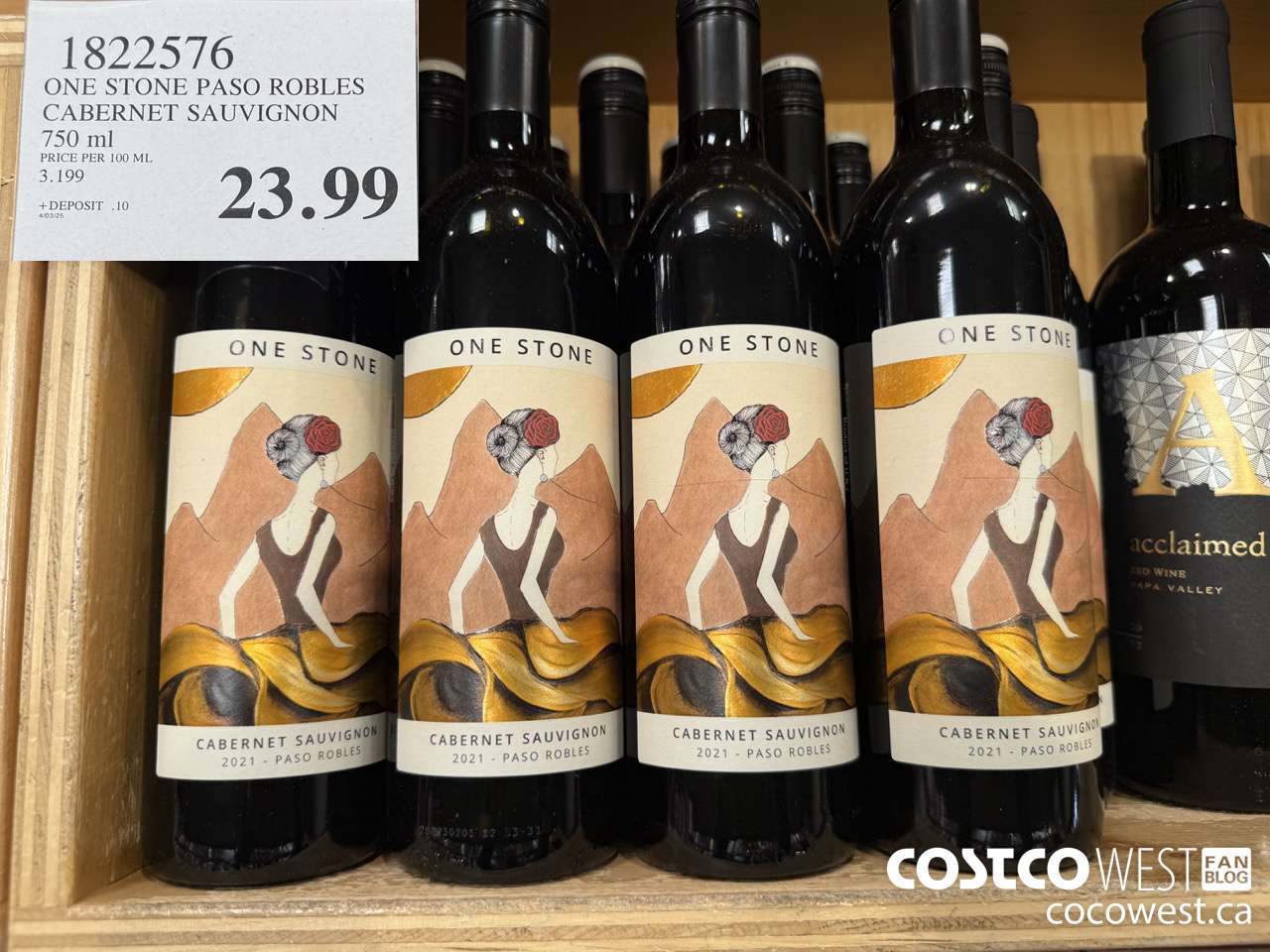 1822576 ONE STONE PASO ROBLES CABERNET SAUVIGNON 750ML $23.99