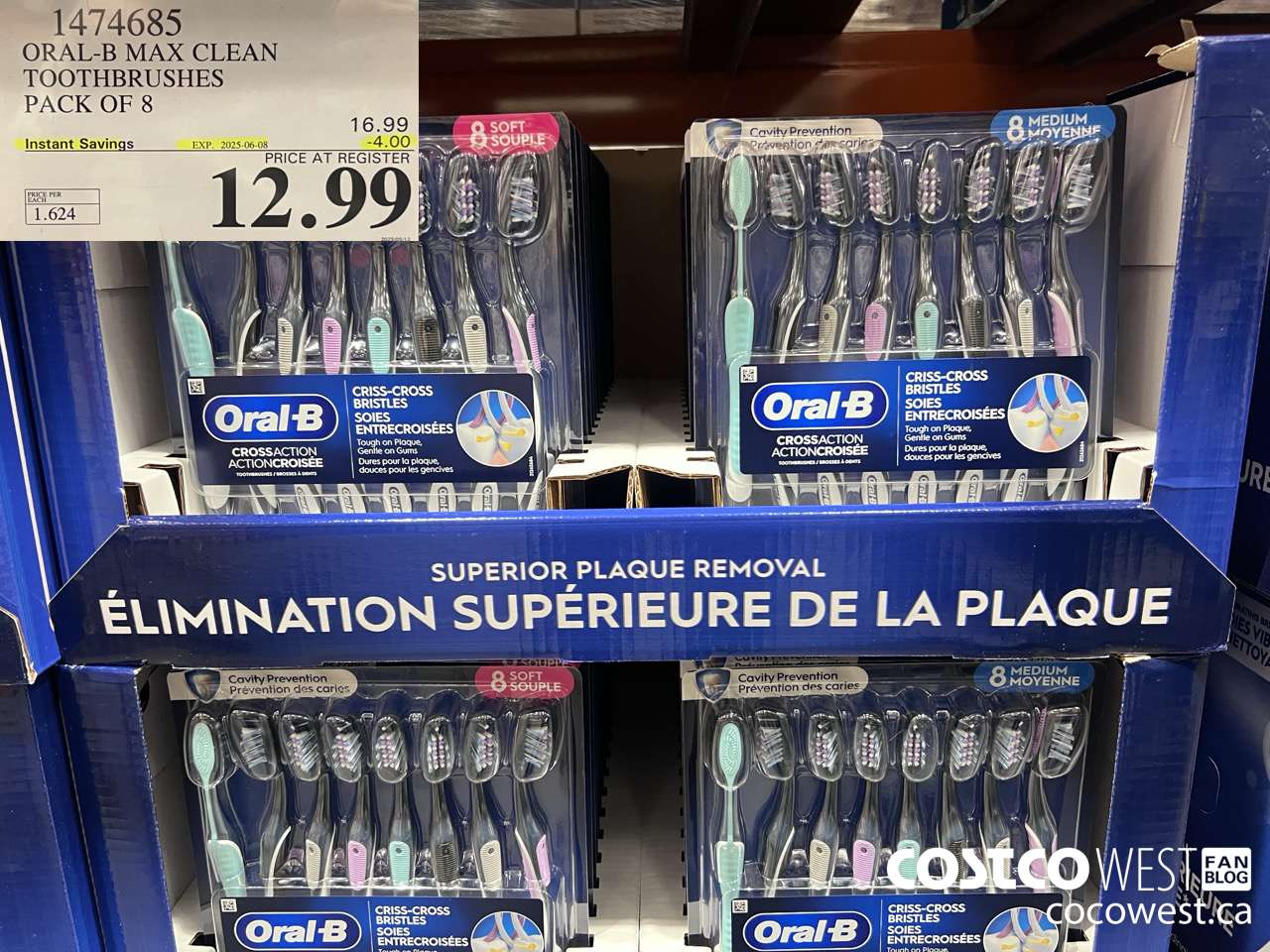 1474685 ORAL-B MAX CLEAN TOOTHBRUSHES PACK OF 8 ($4.00 INSTANT SAVINGS EXPIRES ON 2025-06-08) $12.99