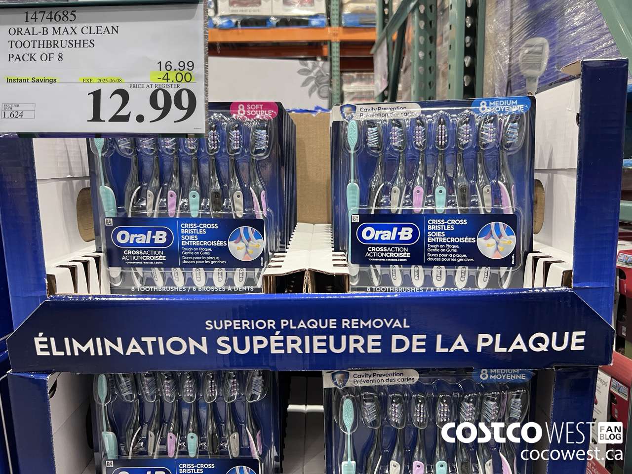 1474685 ORAL-B MAX CLEAN TOOTHBRUSHES PACK OF 8 ($4.00 INSTANT SAVINGS EXPIRES ON 2025-06-08) $12.99