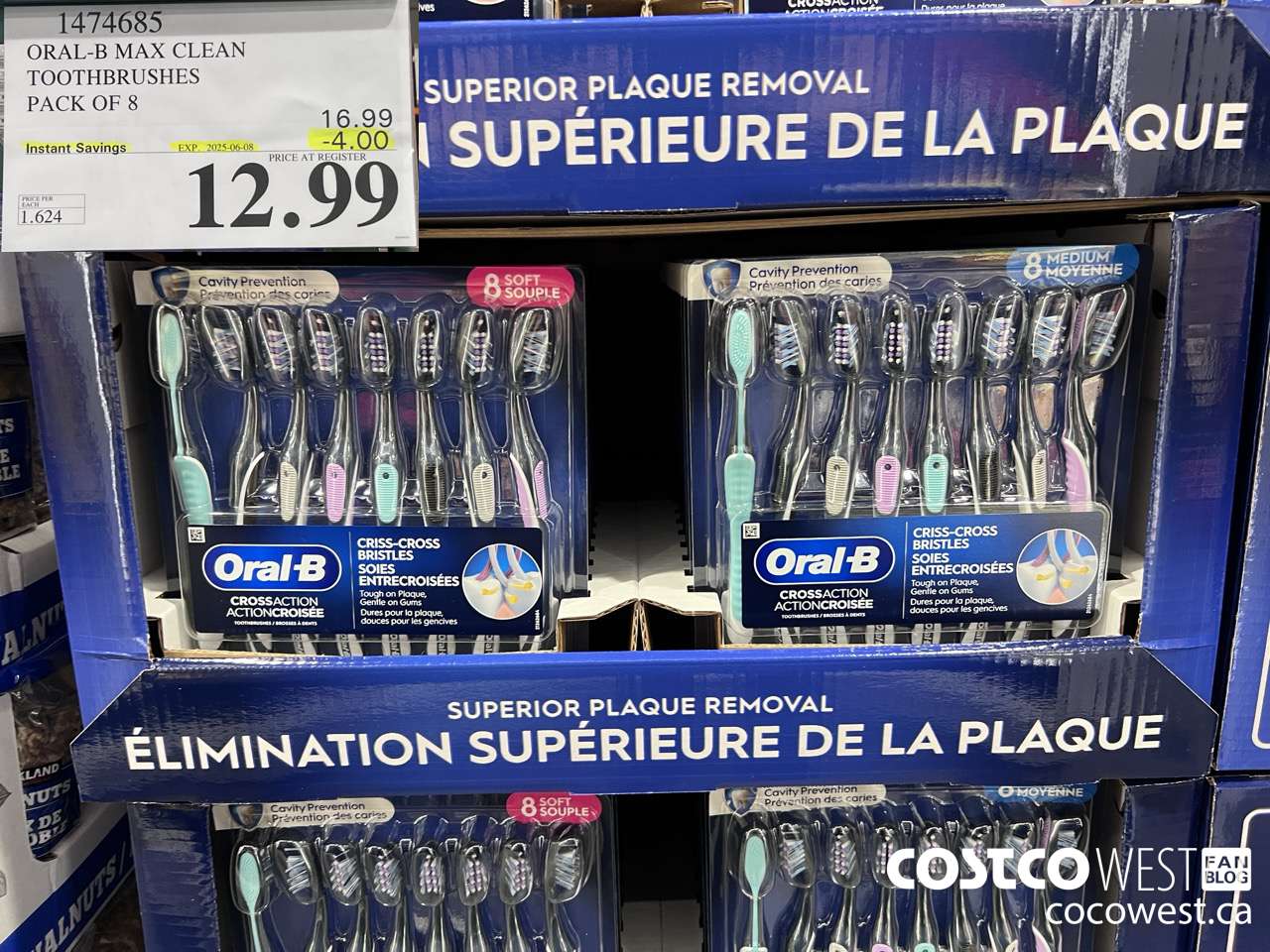 1474685 ORAL-B MAX CLEAN TOOTHBRUSHES PACK OF 8 ($4.00 INSTANT SAVINGS EXPIRES ON 2025-06-08) $12.99
