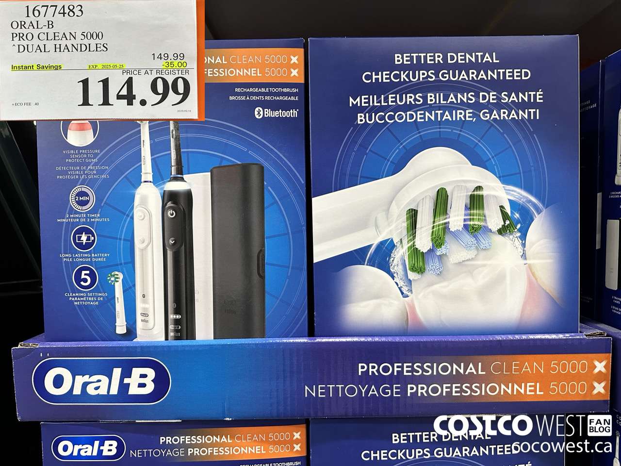 1677483 ORAL-B PRO CLEAN 5000 DUAL HANDLES ($35.00 INSTANT SAVINGS EXPIRES ON 2025-05-25) $114.99