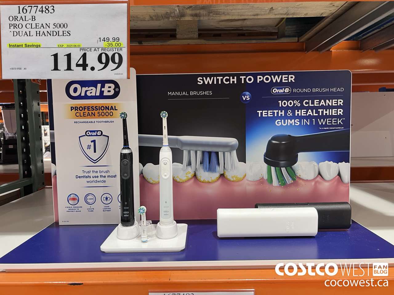 1677483 ORAL-B PRO CLEAN 5000 DUAL HANDLES ($35.00 INSTANT SAVINGS EXPIRES ON 2025-06-01) $114.99