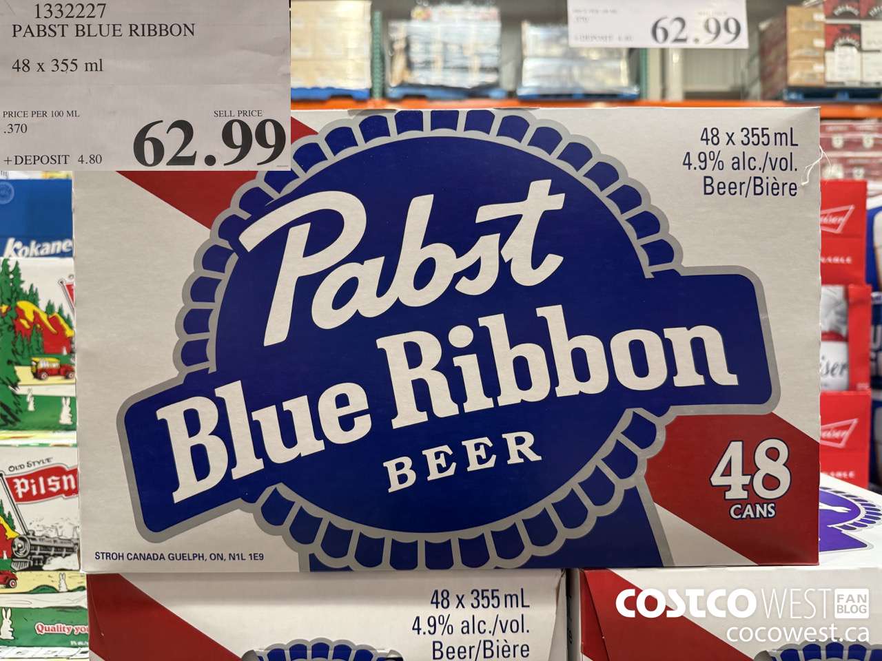 1332227 PABST BLUE RIBBON 48 X 335ML $62.99