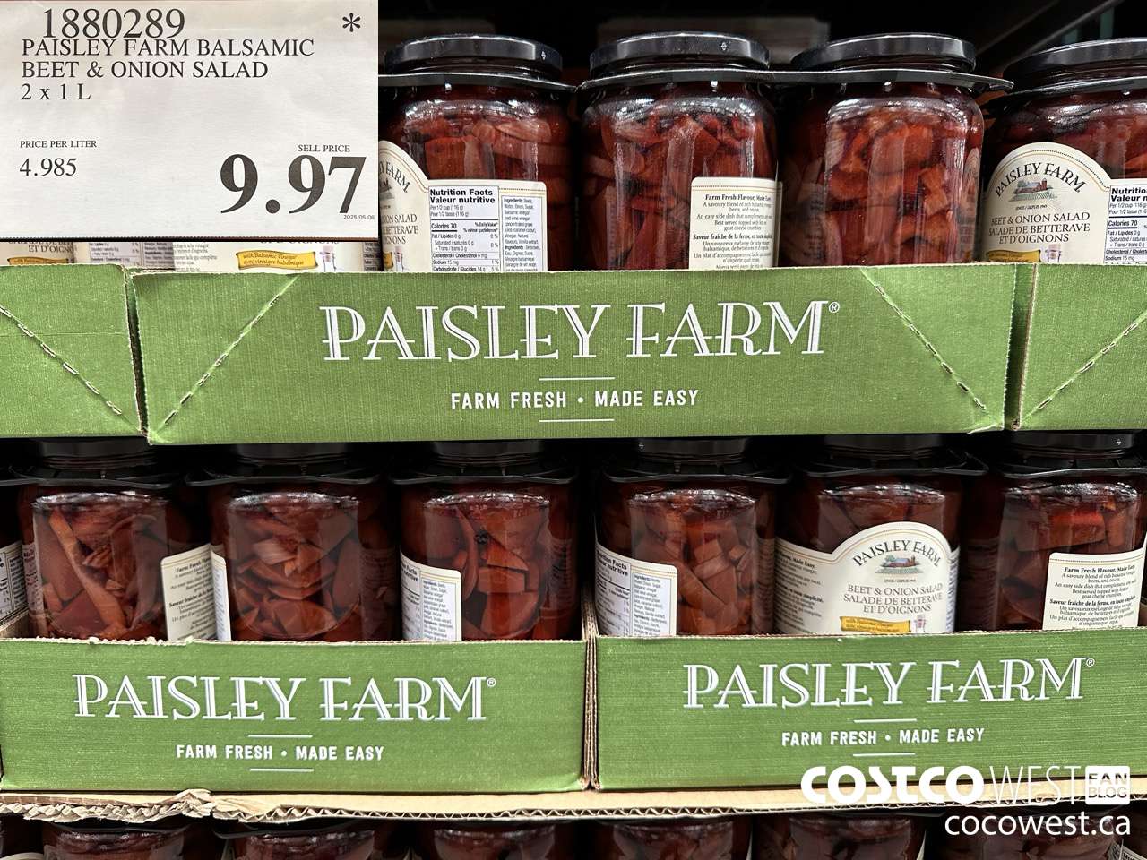 1880289 PAISLEY FARM BALSAMIC BEET & ONION SALAD 2 X 1L $9.97