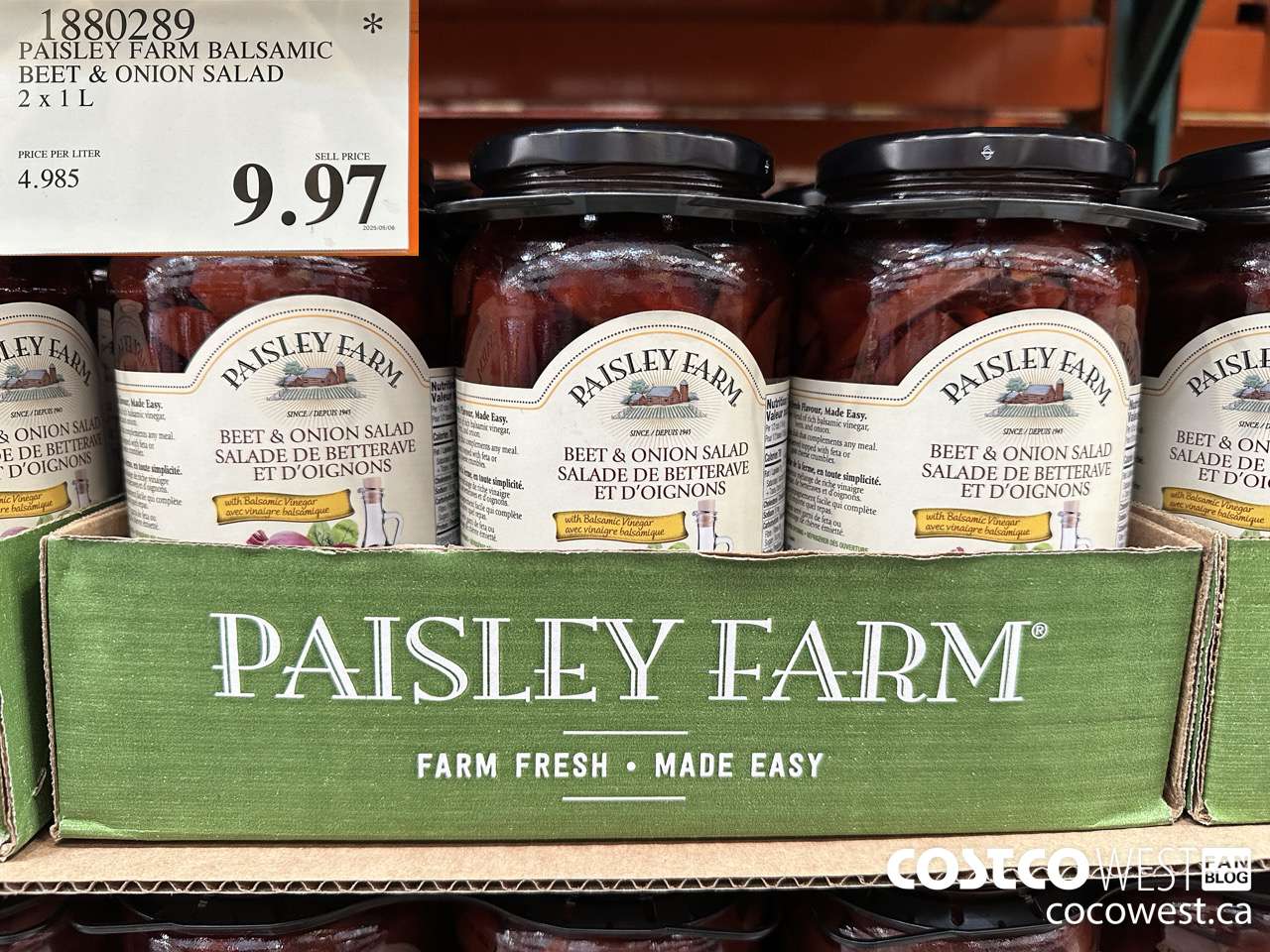 1880289 PAISLEY FARM BALSAMIC BEET & ONION SALAD 2 X 1L $9.97