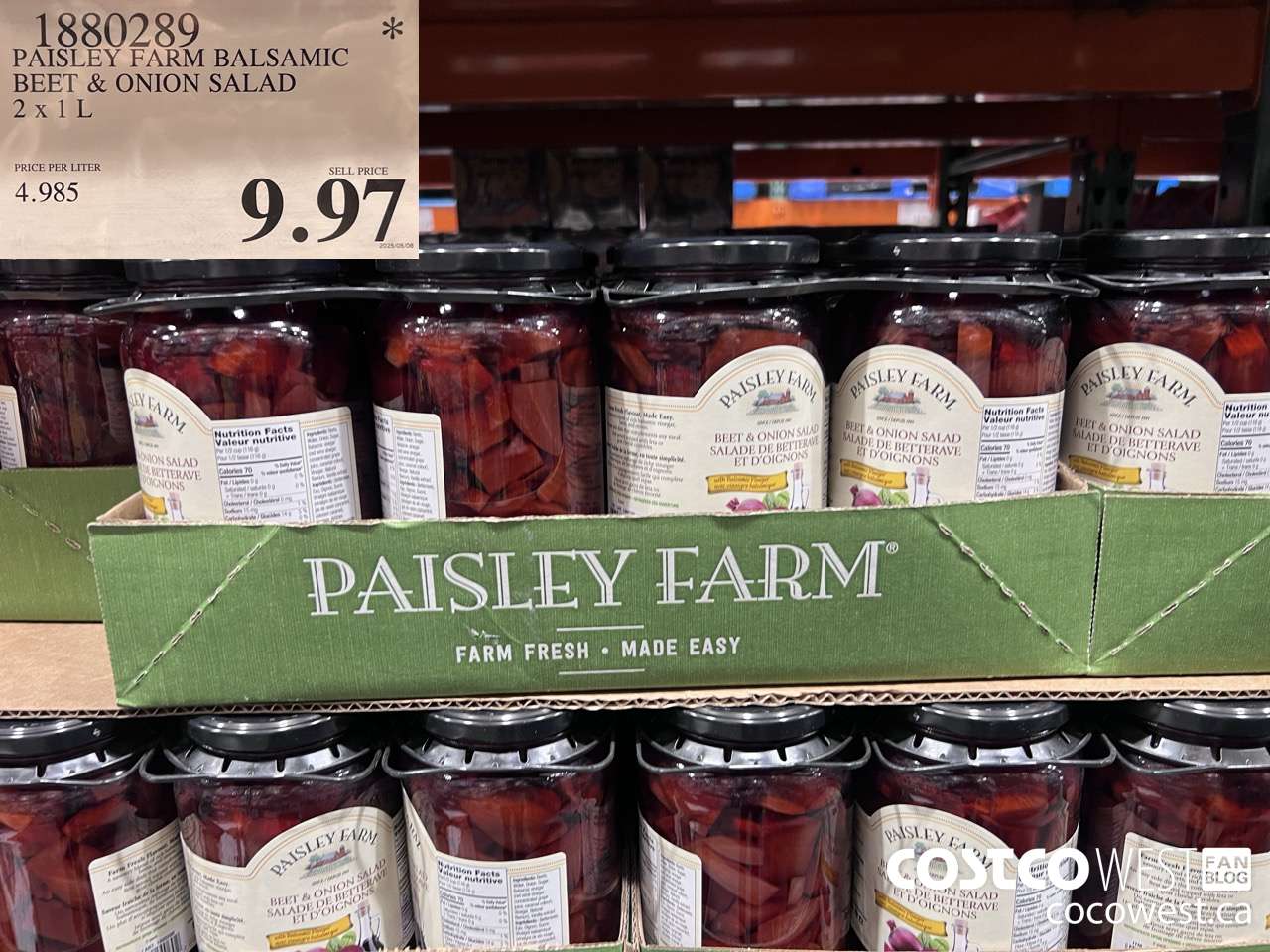 1880289 PAISLEY FARM BALSAMIC BEET & ONION SALAD 2 X 1L $9.97