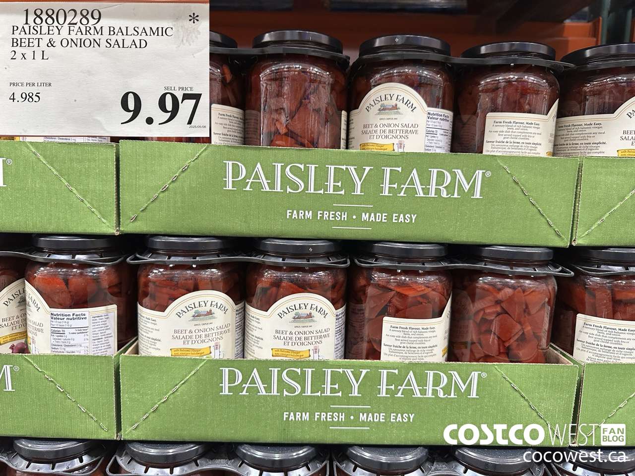1880289 PAISLEY FARM BALSAMIC BEET & ONION SALAD 2 X 1L $9.97