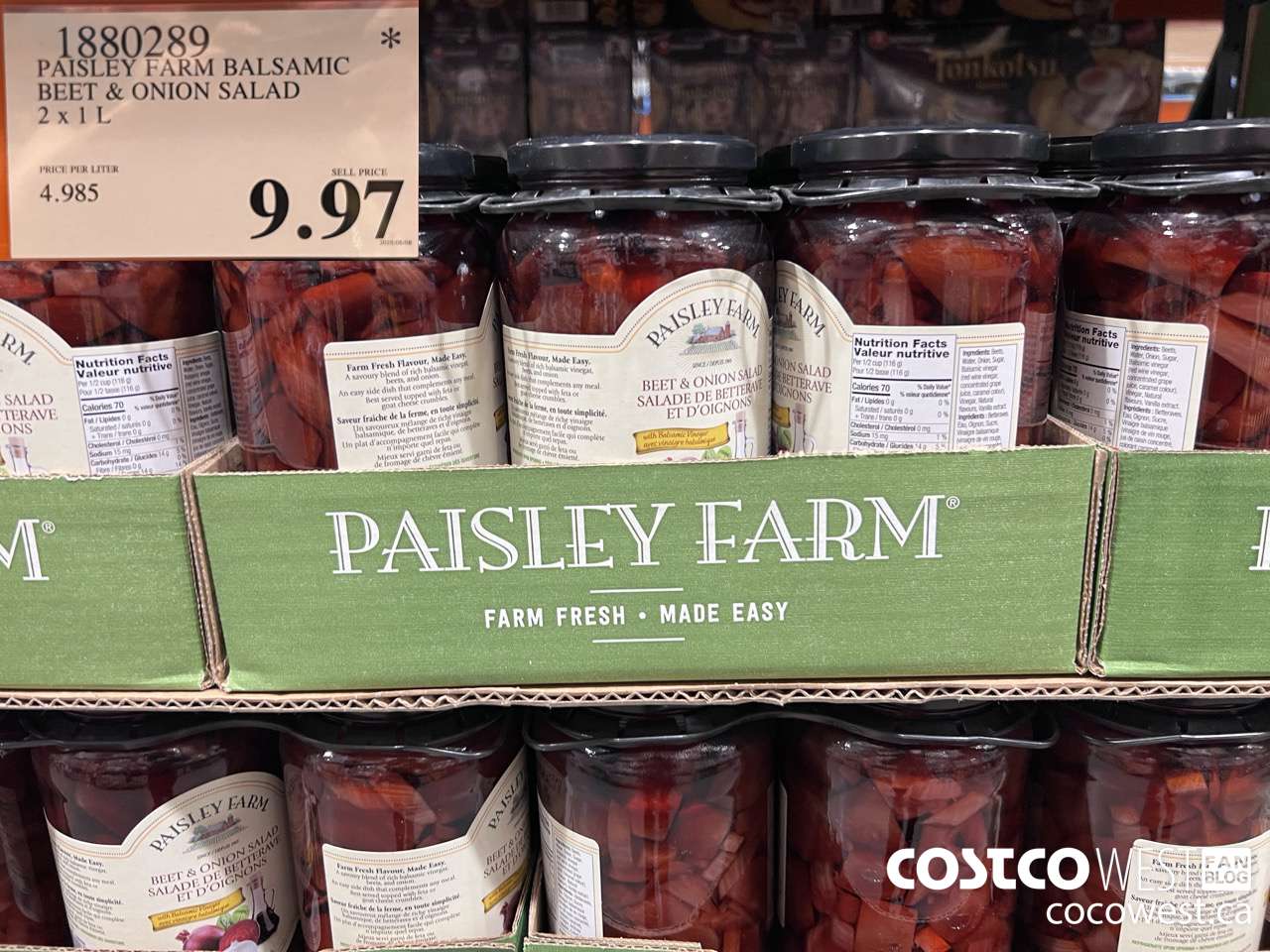 1880289 PAISLEY FARM BALSAMIC BEET & ONION SALAD 2 X 1L $9.97
