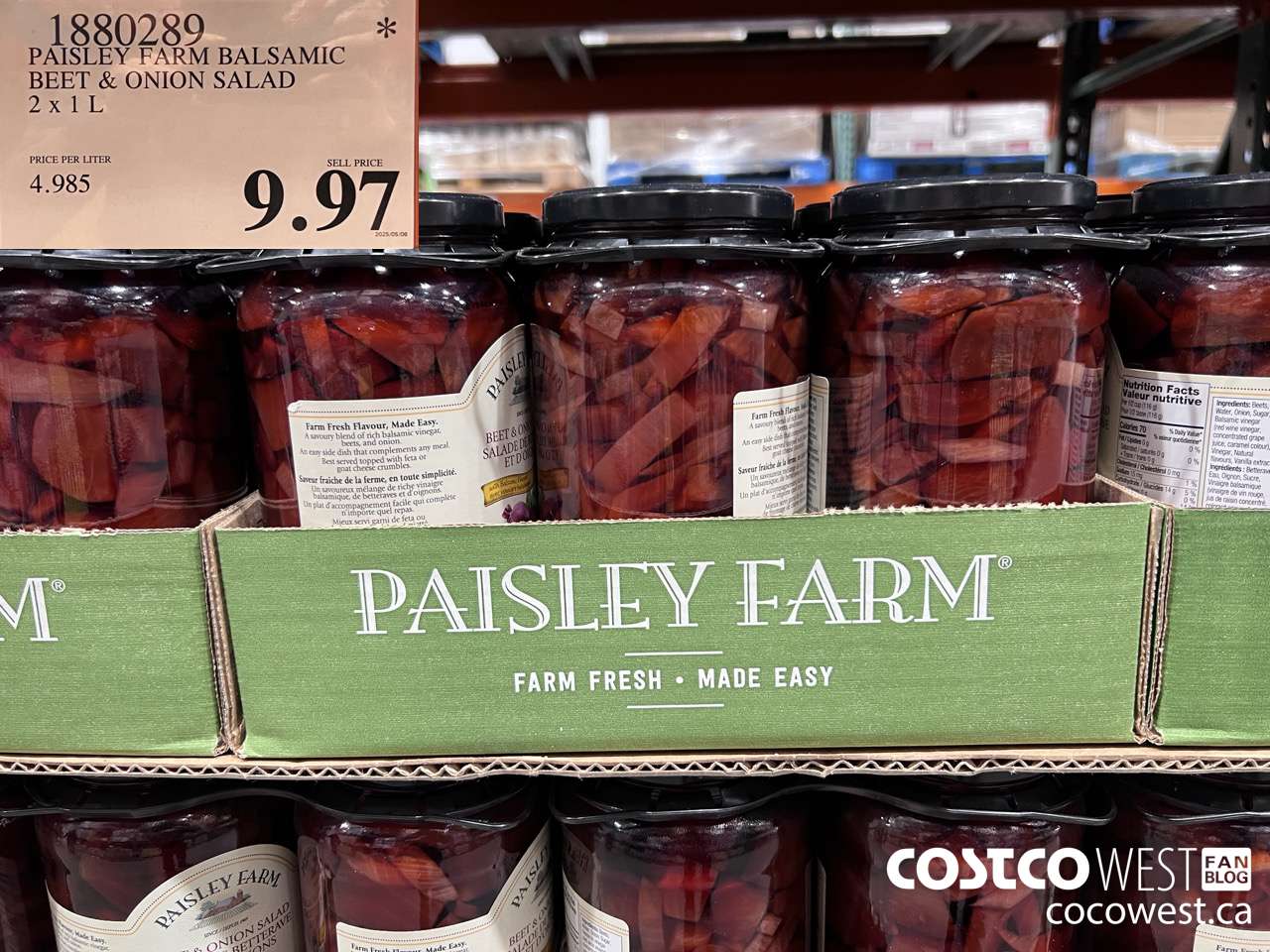 1880289 PAISLEY FARM BALSAMIC BEET & ONION SALAD 2 X 1L $9.97