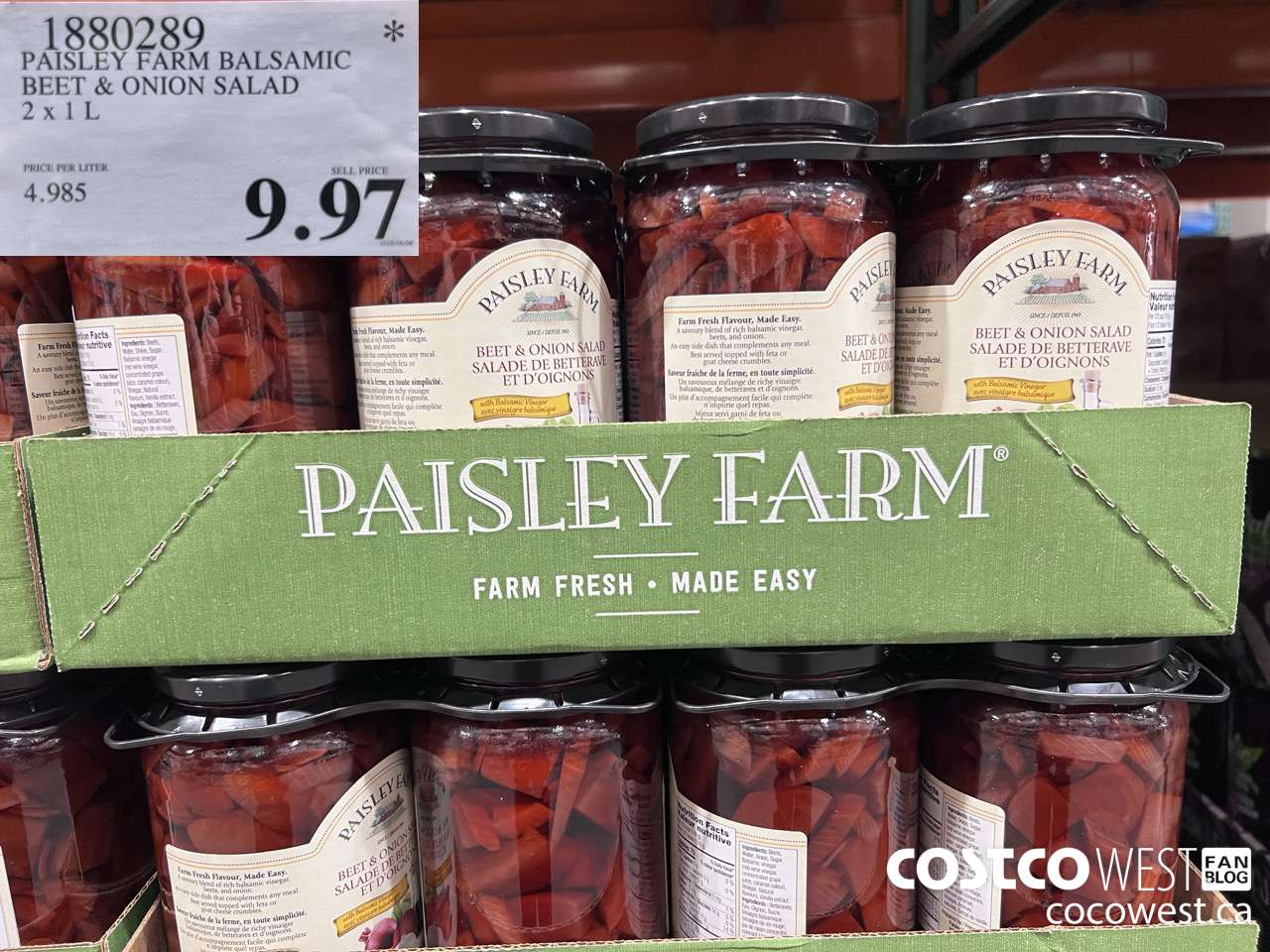 1880289 PAISLEY FARM BALSAMIC BEET & ONION SALAD 2 X 1L $9.97