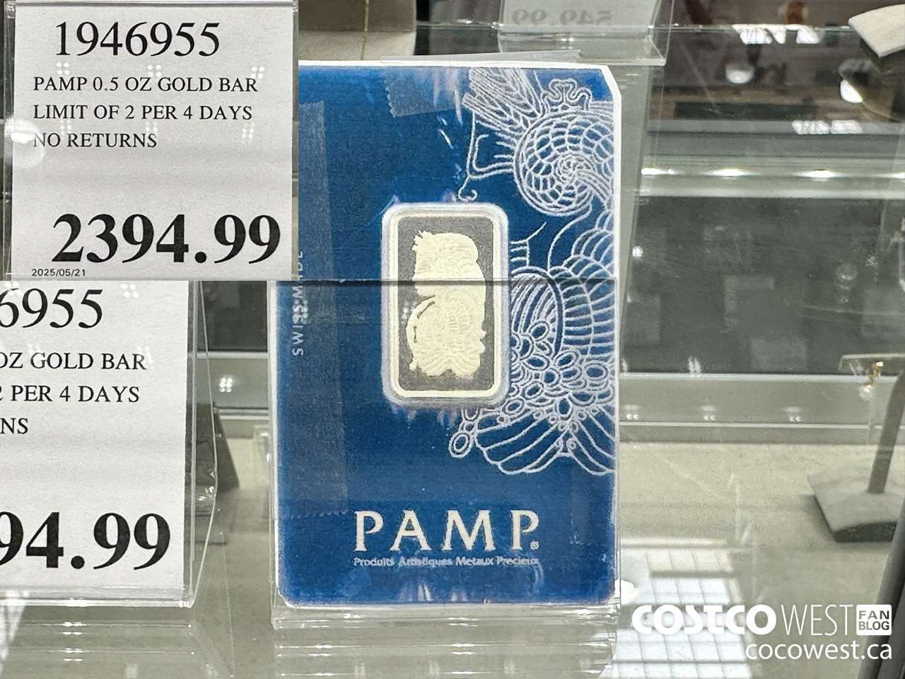 1946955 PAMP 0.5 OZ GOLD BAR LIMIT OF 2 PER 4 DAYS NO RETURNS $2394.99