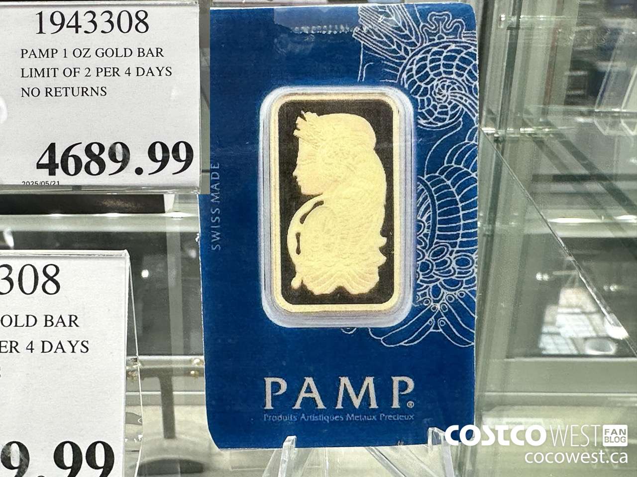 1943308 PAMP 1 OZ GOLD BAR LIMIT OF 2 PER 4 DAYS NO RETURNS $4689.99