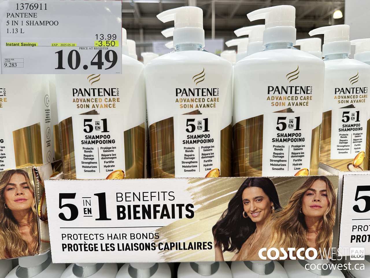 1376911 PANTENE 5 IN 1 SHAMPOO 1.13L ($3.50 INSTANT SAVINGS EXPIRES ON 2025-05-18) $10.49