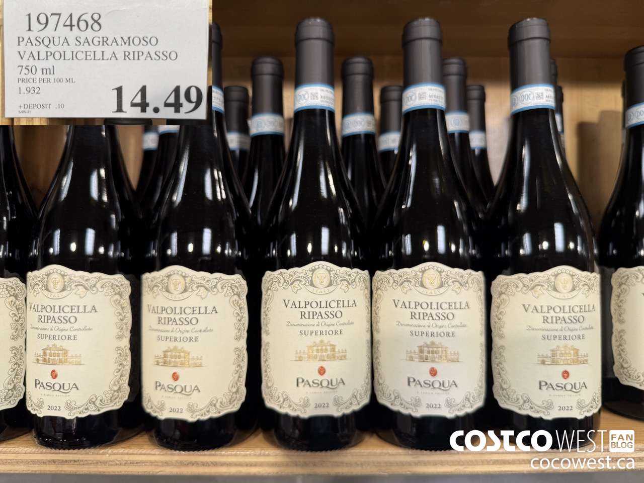 197468 PASQUA SAGRAMOSO VALPOLICELLA RIPASSO 750ML $14.49