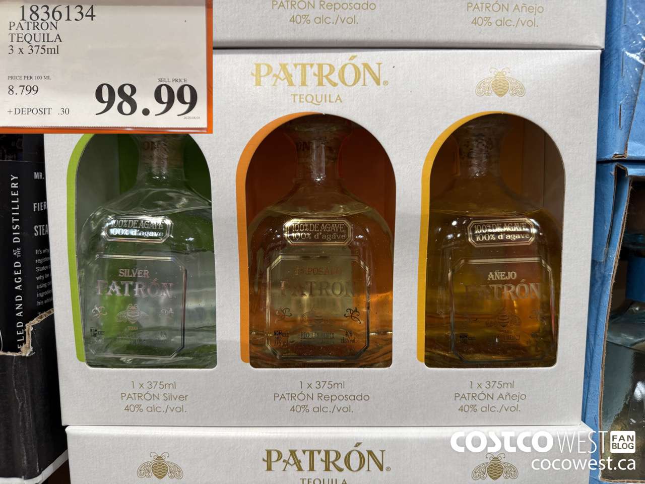 1836134 PATRON TEQUILA 3 X 375ML $98.99