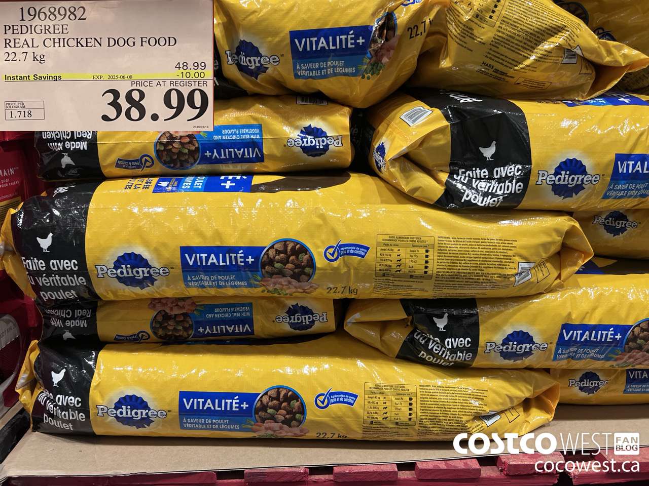 1968982 PEDIGREE REAL CHICKEN DOG FOOD 22.7 kg ($10.00 INSTANT SAVINGS EXPIRES ON 2025-06-08) $38.99
