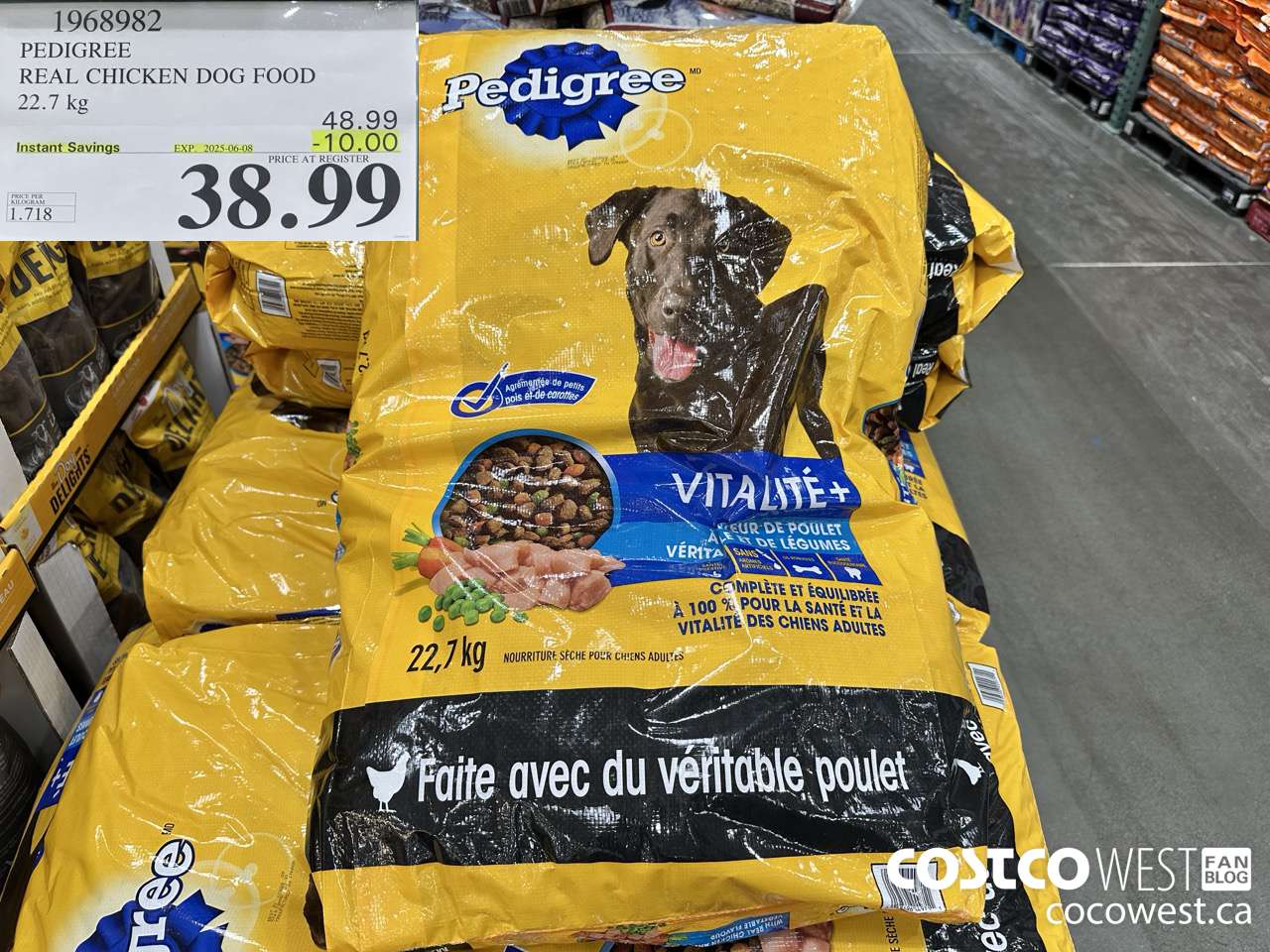 1968982 PEDIGREE REAL CHICKEN DOG FOOD 22.7 kg ($10.00 INSTANT SAVINGS EXPIRES ON 2025-06-08) $38.99