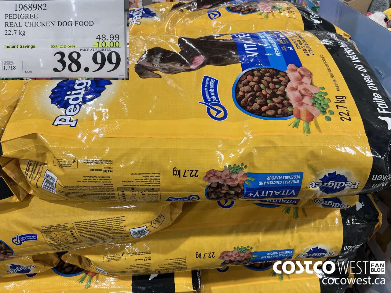 1968982 PEDIGREE REAL CHICKEN DOG FOOD 22.7 kg ($10.00 INSTANT SAVINGS EXPIRES ON 2025-06-08) $38.99